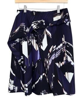 Kenzo Paris Abstract Mountain Print Pleated Midi Skirt Size 38 - US 6